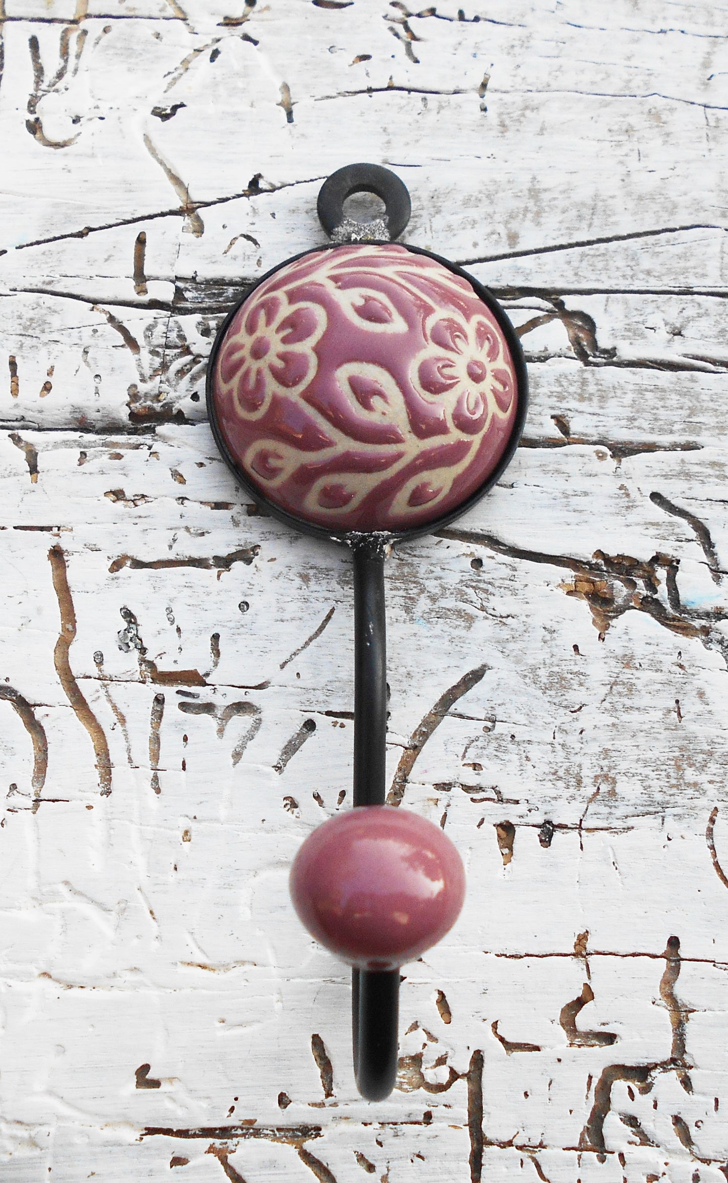 Garderobenhaken, Keramikhaken, Wandhaken, Kleiderhaken, altrosa