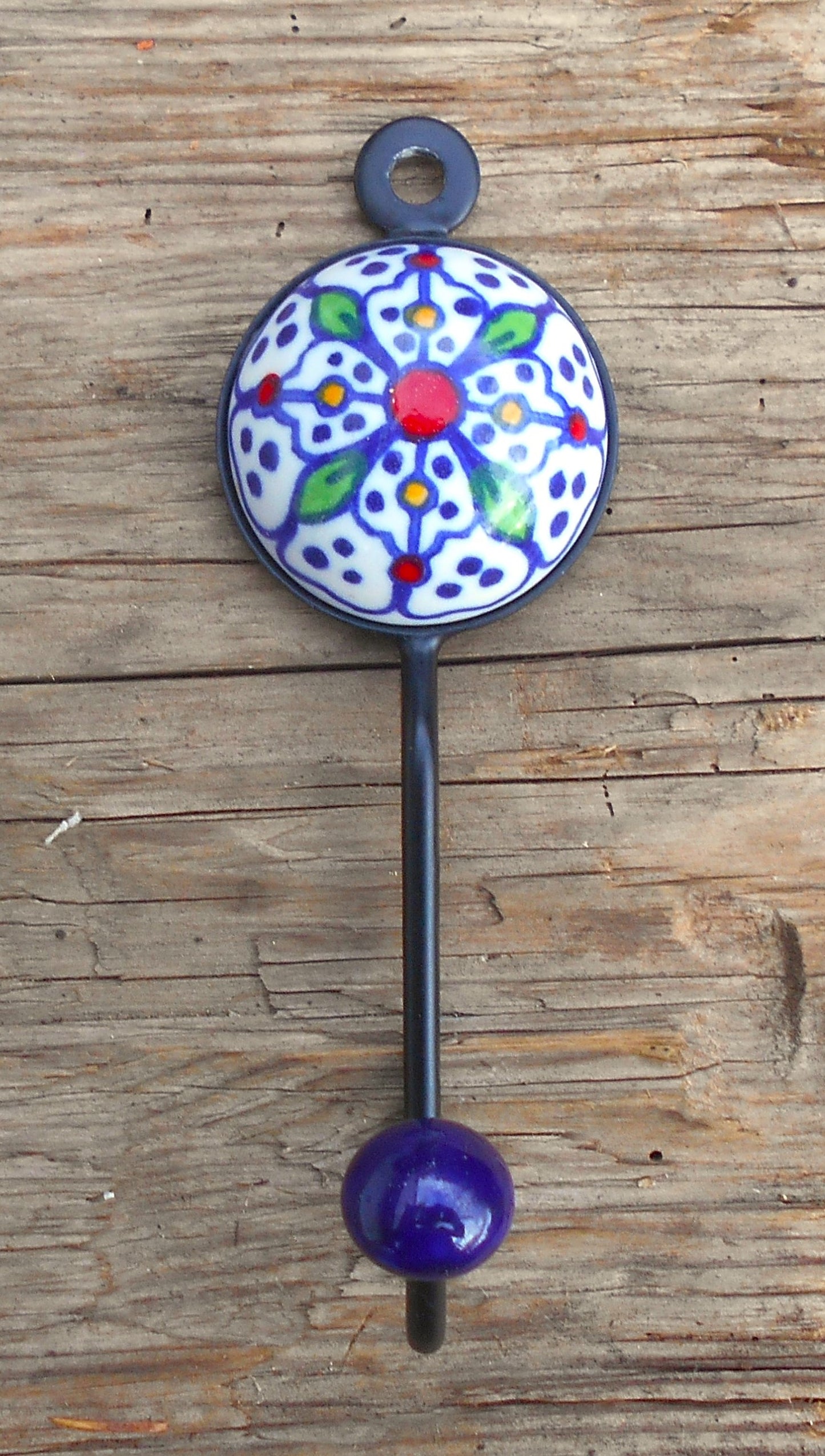 Garderobenhaken, Keramikhaken, Wandhaken, Kleiderhaken, blau