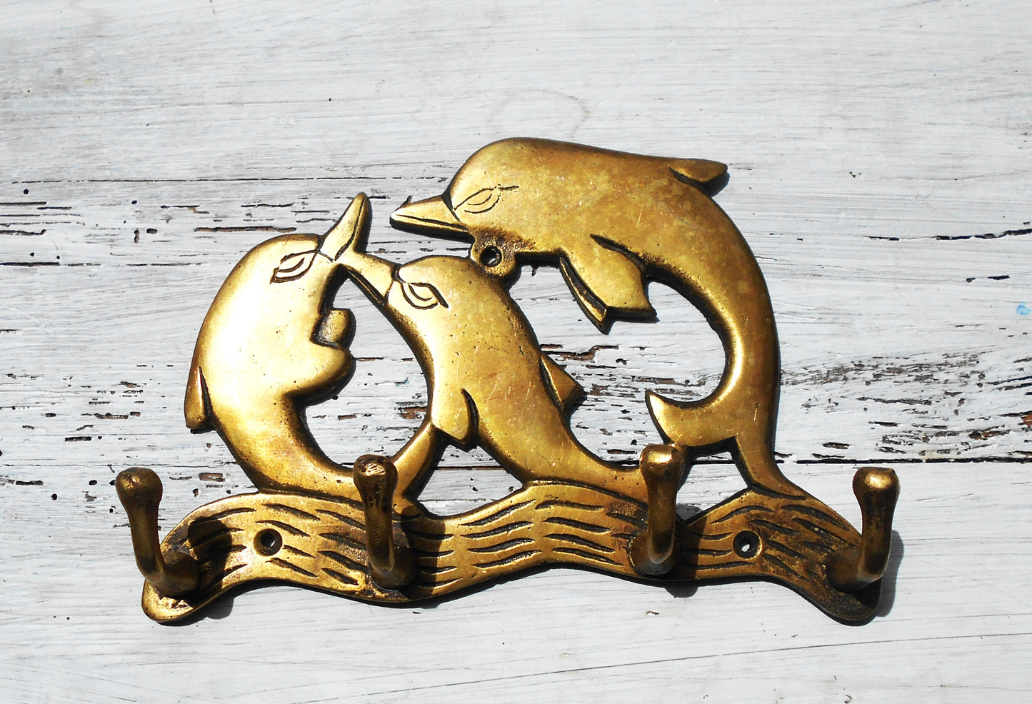 Garderobenhaken, Wandhaken, Kleiderhaken, Messing, Delfine
