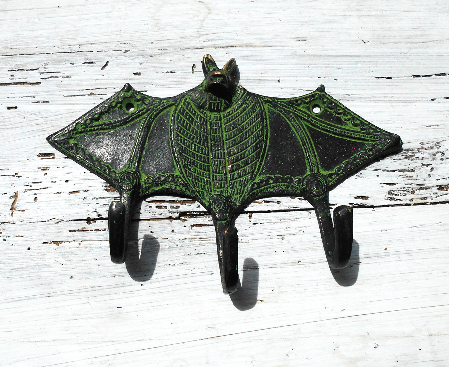 Garderobenhaken, Wandhaken, Kleiderhaken, Messing, Fledermaus