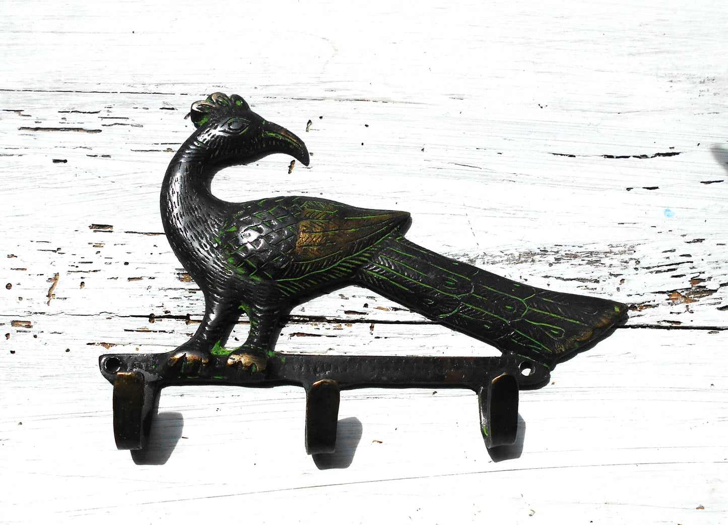 Garderobenhaken, Wandhaken, Kleiderhaken, Messing, Pfau