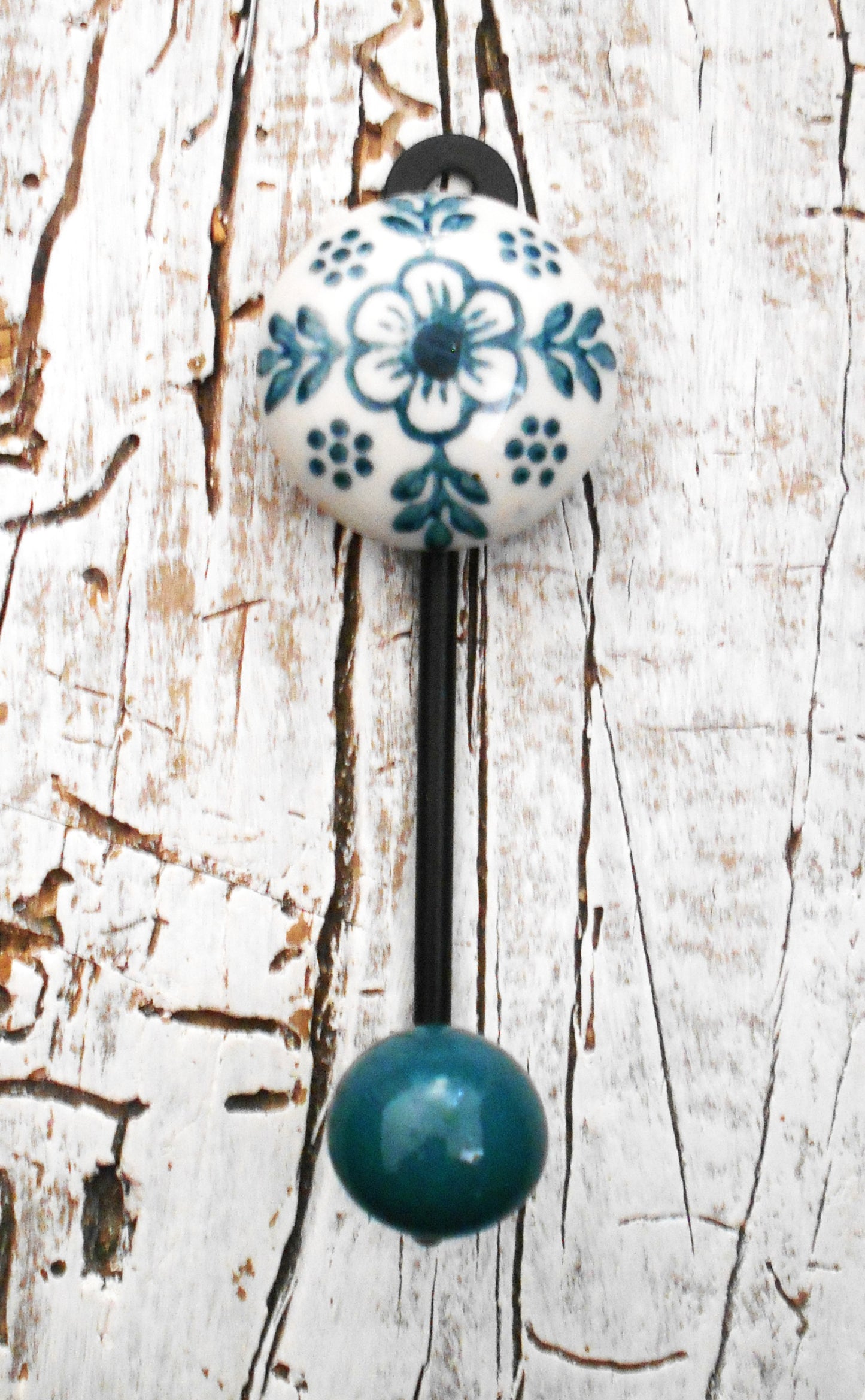 Keramikhaken, Wandhaken, Kleiderhaken, Garderobenhaken, klein, petrol