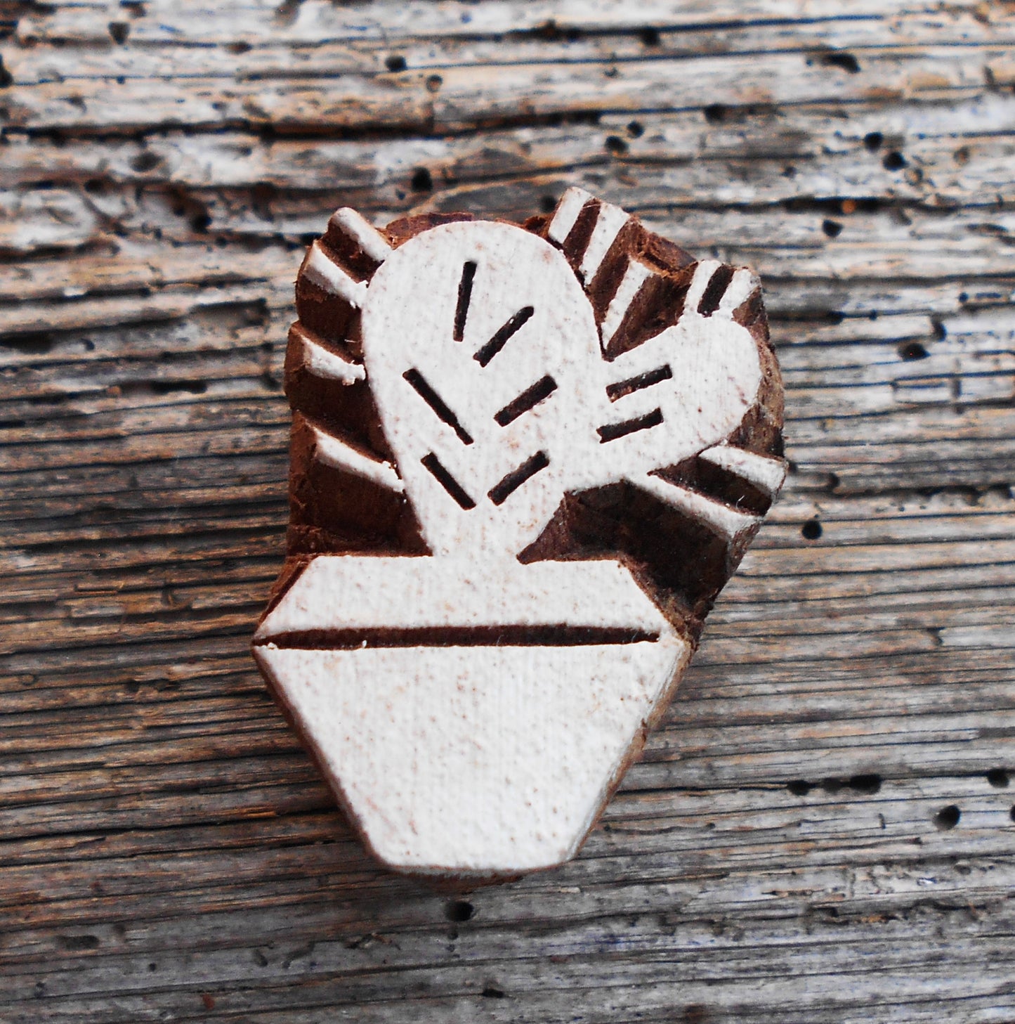 Stoffdruckstempel, Holzdruckstempel, Motivstempel, Blaudruckstempel, Kaktus