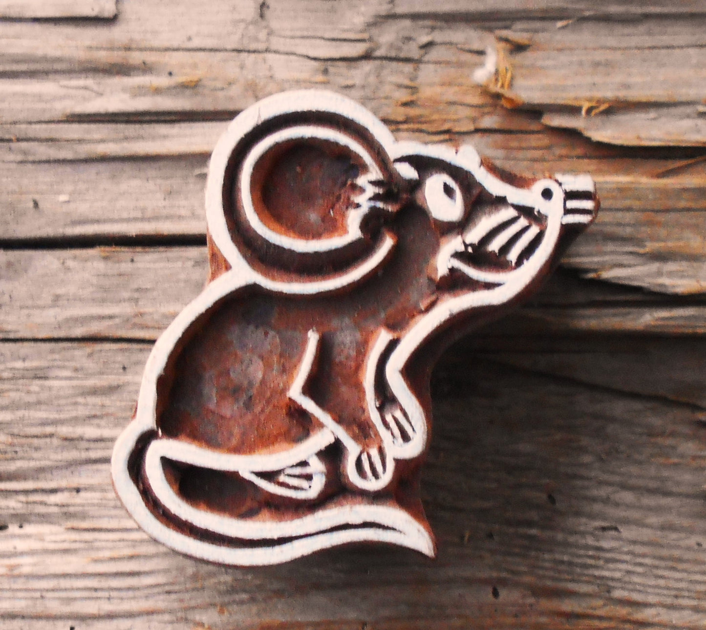 Tierstempel, Stoffdruckstempel, Holzdruckstempel, Blaudruckstempel, Maus