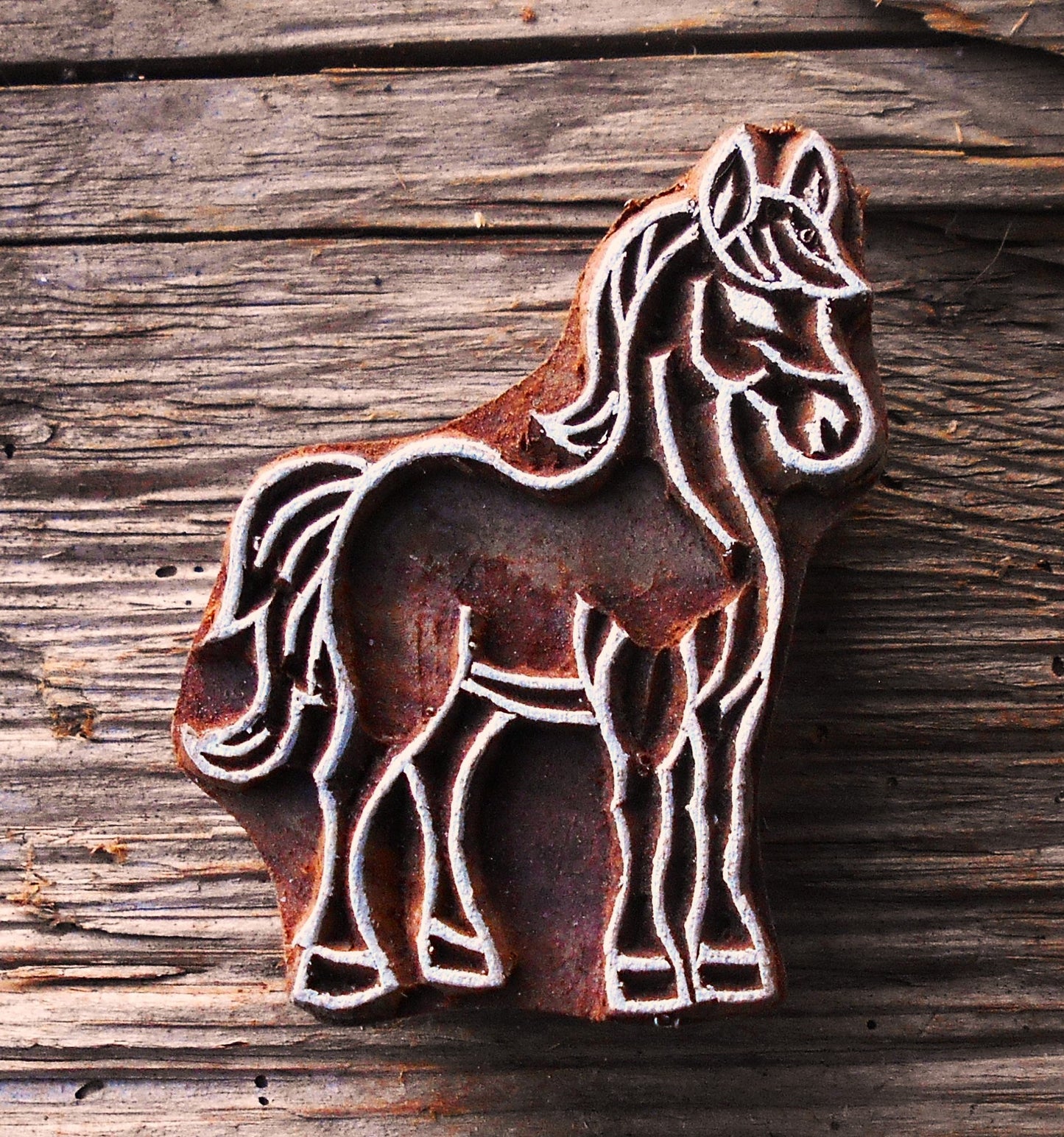 Tierstempel, Stoffdruckstempel, Holzdruckstempel, Blaudruckstempel, Pony