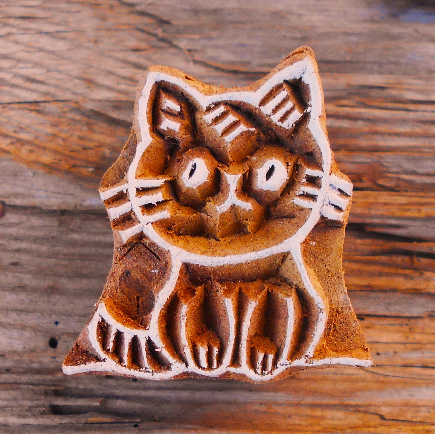 Tierstempel, Stoffdruckstempel, Holzdruckstempel, Blaudruckstempel, Katze