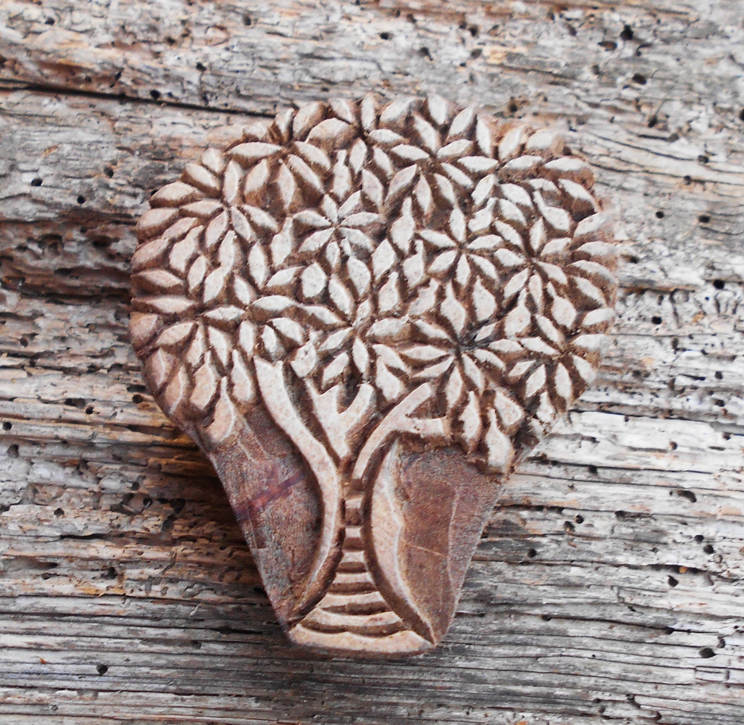 Holzstempel, Stoffdruck, Baum