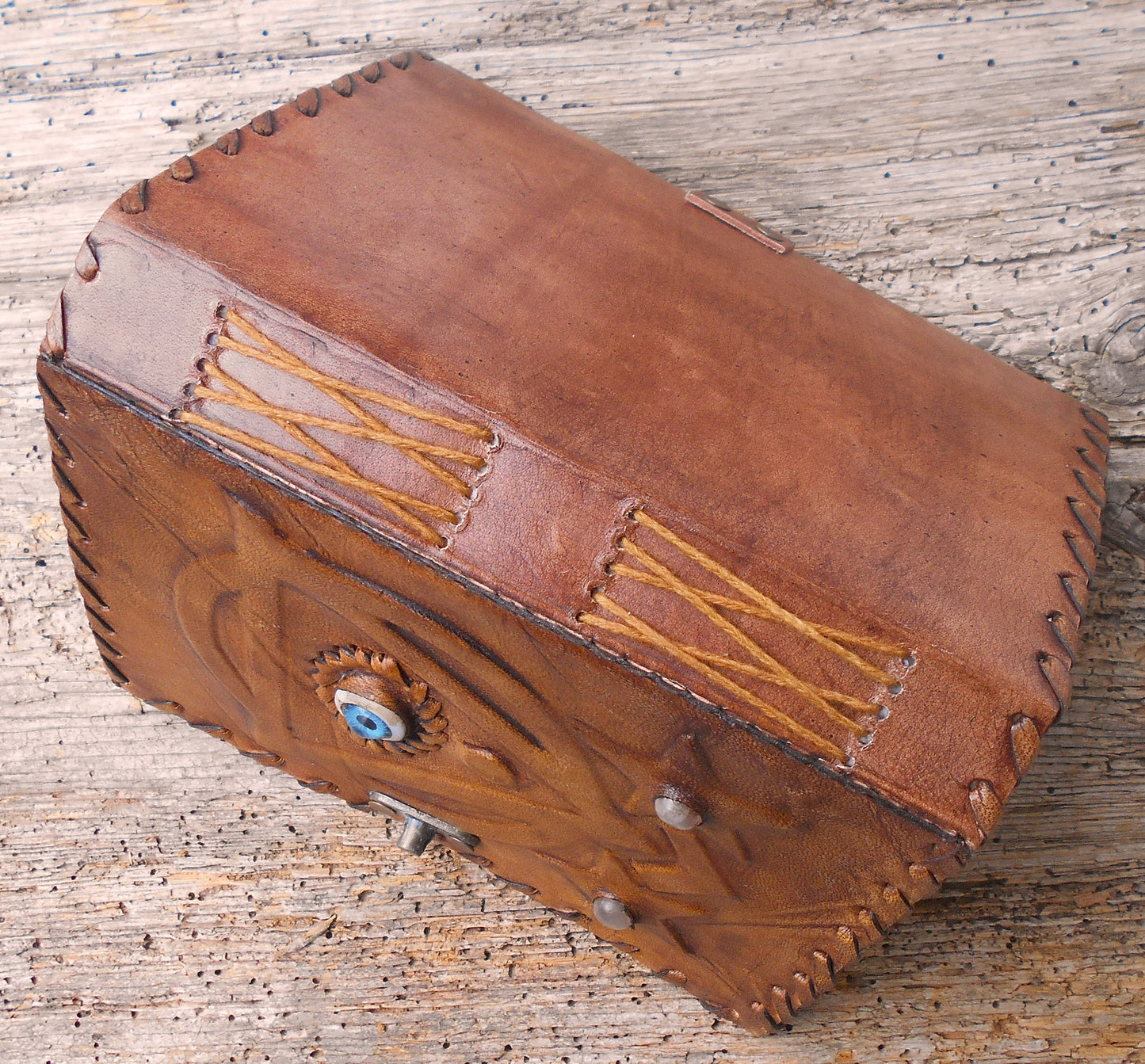 Leder-Notizbuch, handgearbeitet, Tagebuch, Vintage Notizbuch, handgeschöpftes Papier, braun, Auge