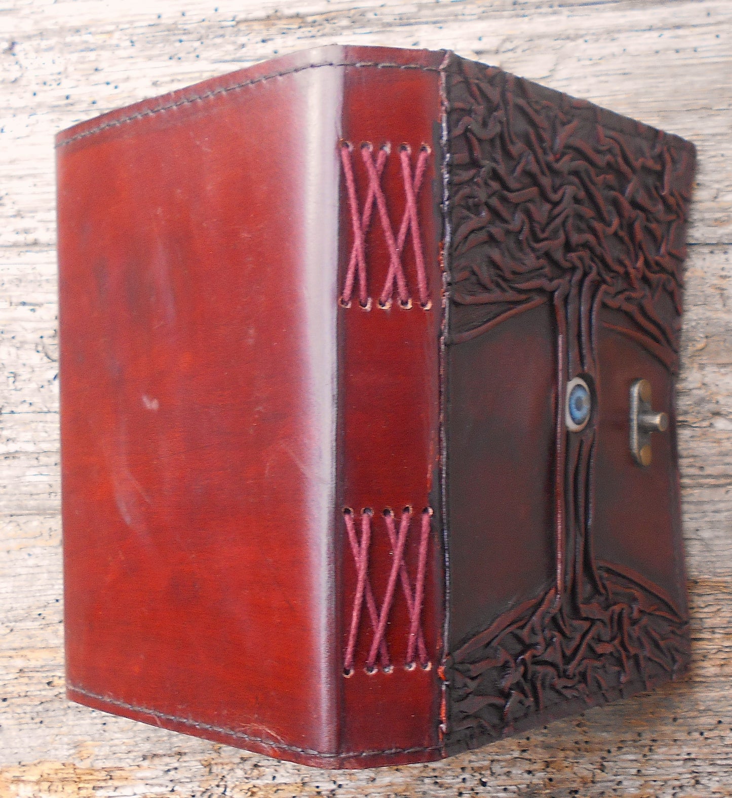 Leder-Notizbuch, handgearbeitet, Tagebuch, Vintage Notizbuch, handgeschöpftes Papier, braun, Baum