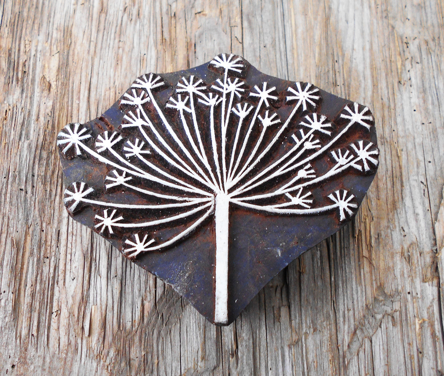 Stoffdruck Stempel, Holzdruckstempel, Motivstempel, Blaudruckstempel, Textildruck, Fenchelblüte