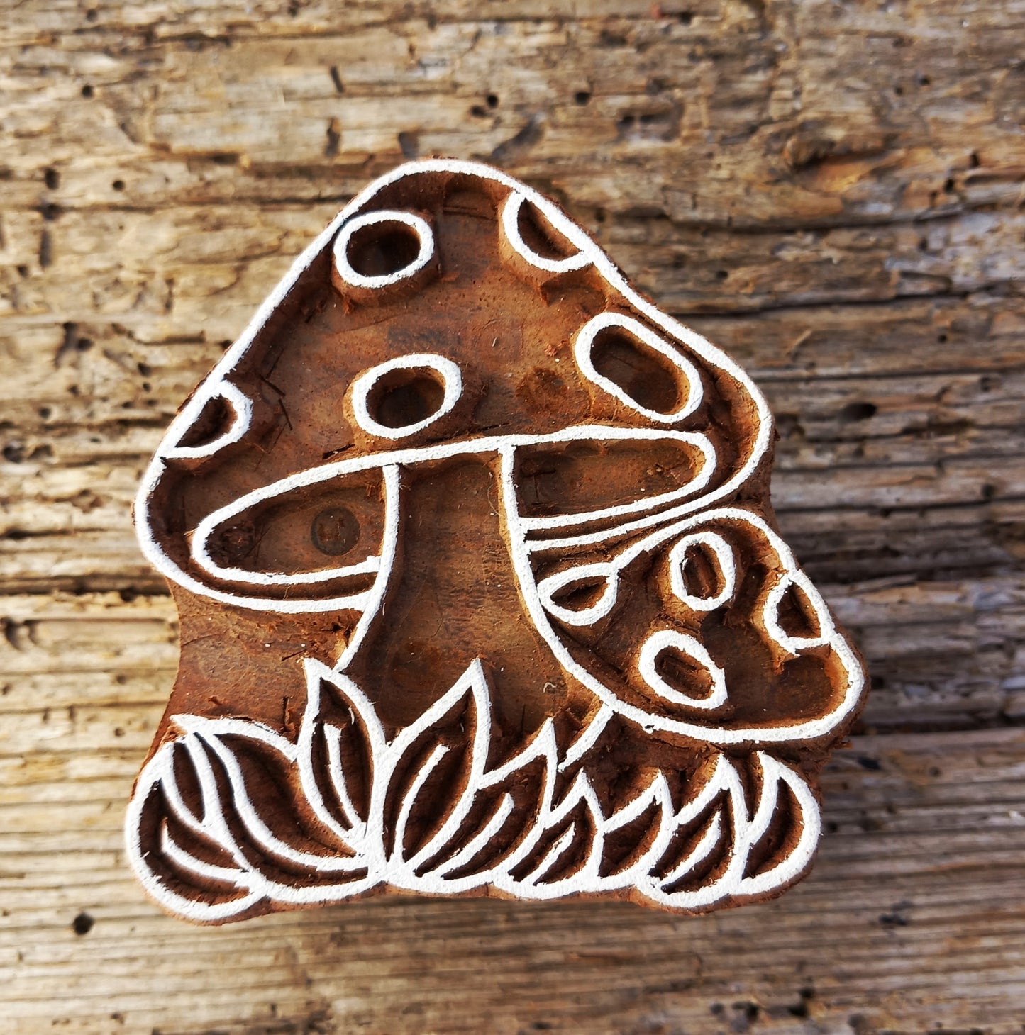 Stoffdruckstempel, Holzdruckstempel, Motivstempel, Blaudruckstempel, Pilze