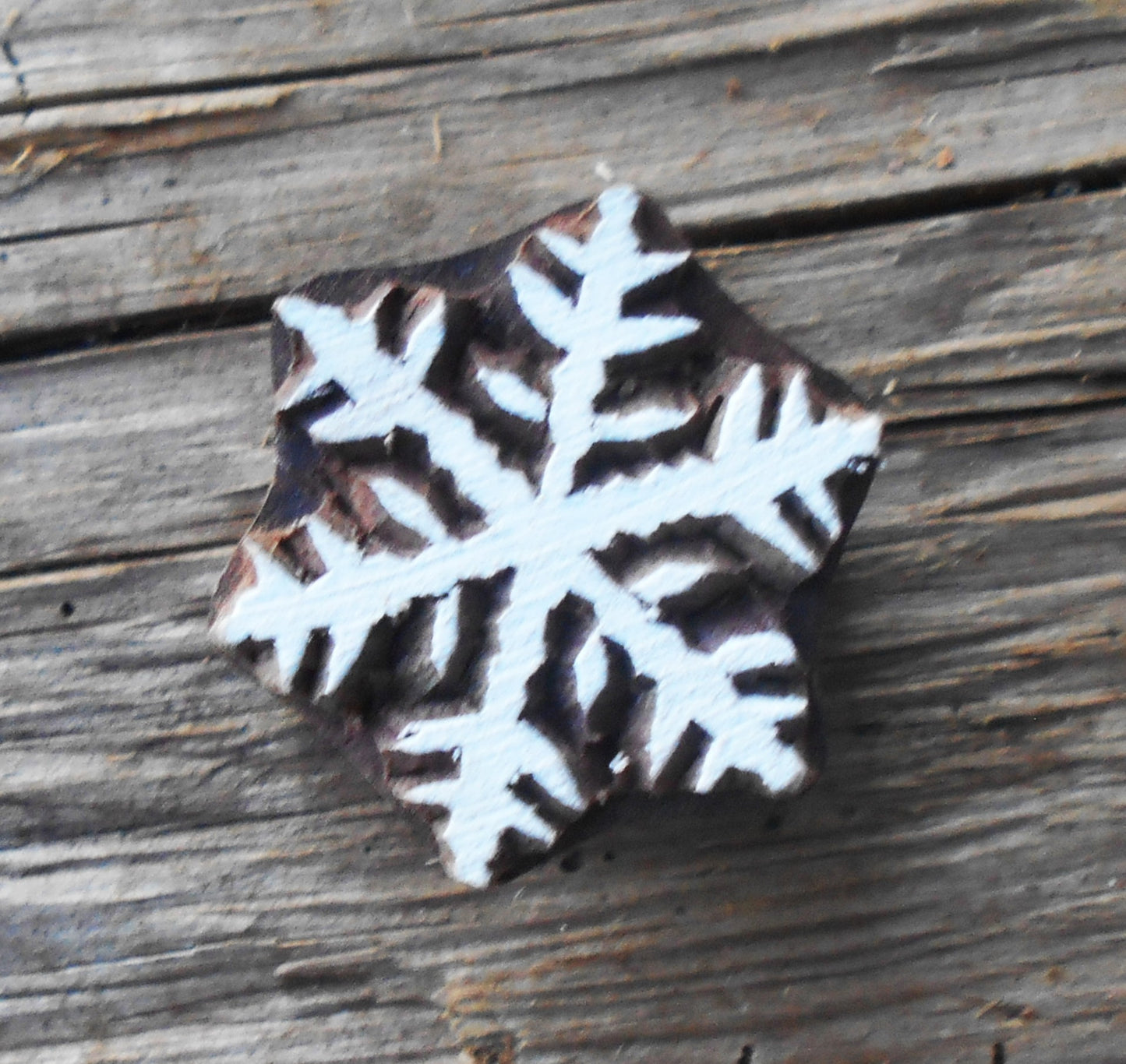 Druckstempel, Holzdruckstempel, Motivstempel, Blaudruckstempel, Stoffdruckstempel-Schneeflocke