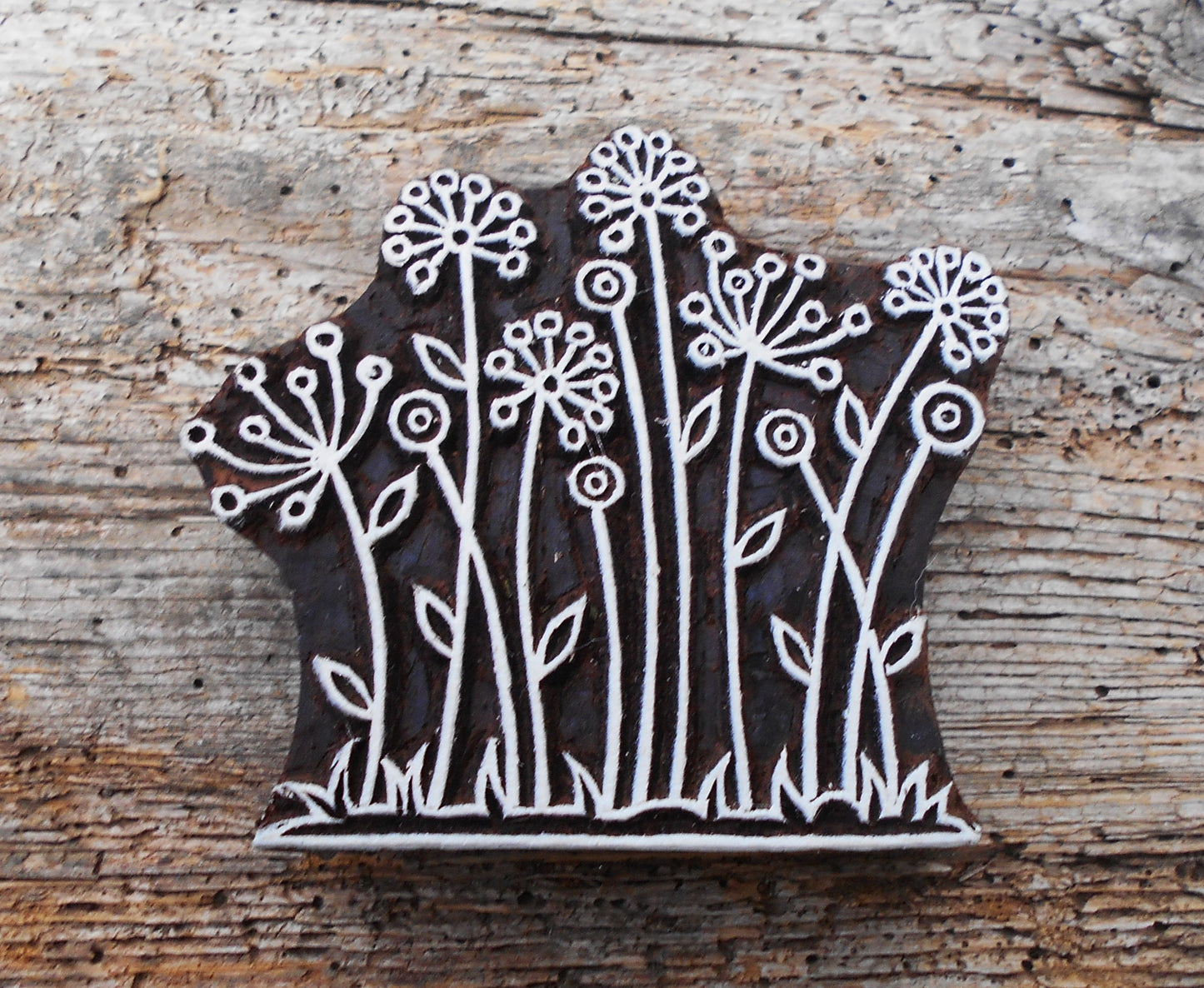 Stoffdruck Stempel, Holzdruckstempel, Motivstempel, Blaudruckstempel, Textildruck-Doldenblüten