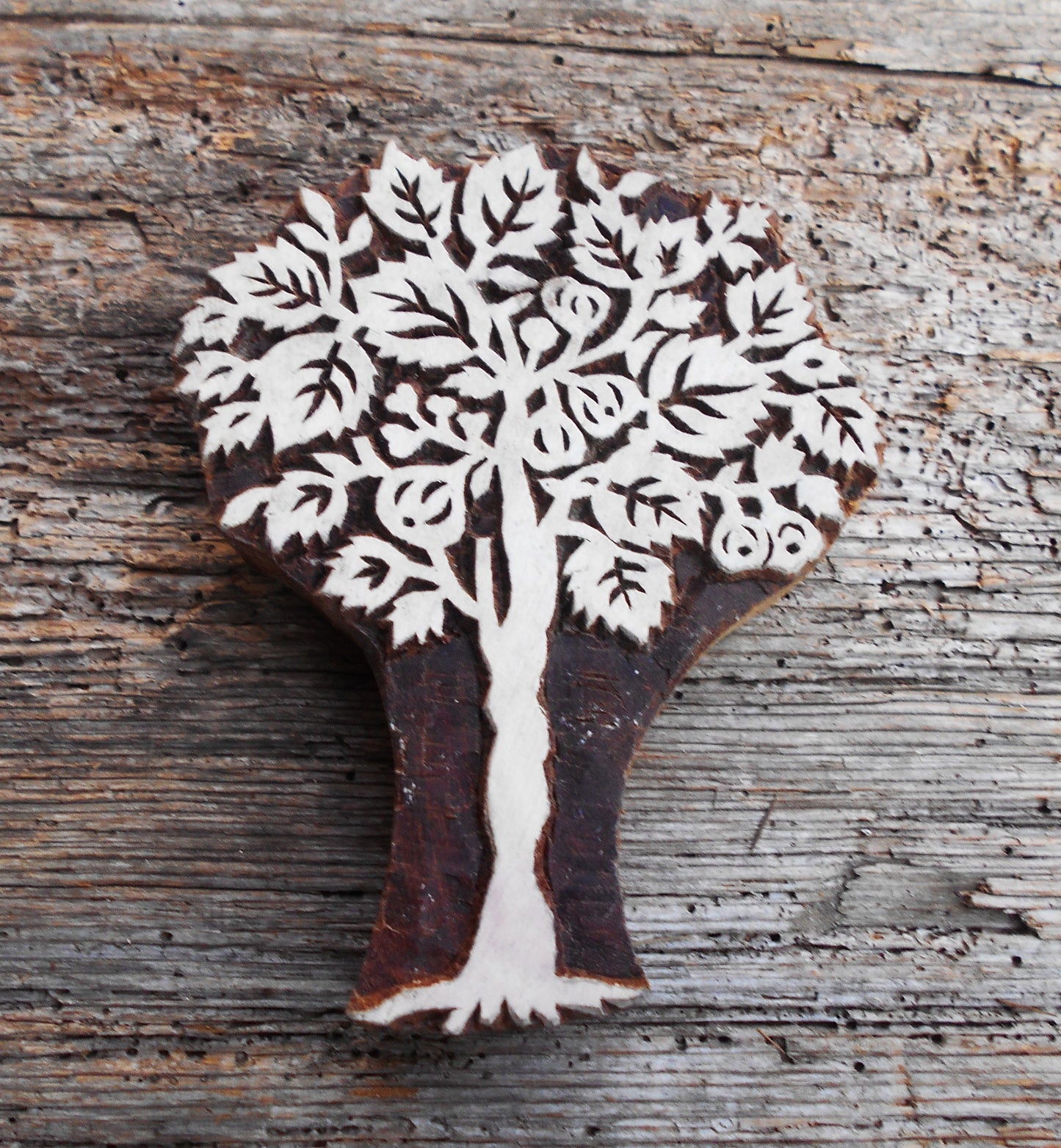 Stoffdruckstempel, Holzdruckstempel, Motivstempel, Blaudruckstempel, Baum