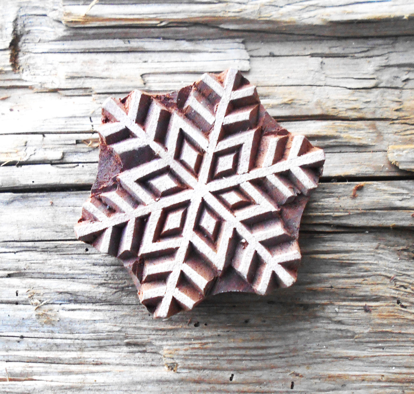 Druckstempel, Holzdruckstempel, Motivstempel, Blaudruckstempel, Stoffdruckstempel-Schneeflocke