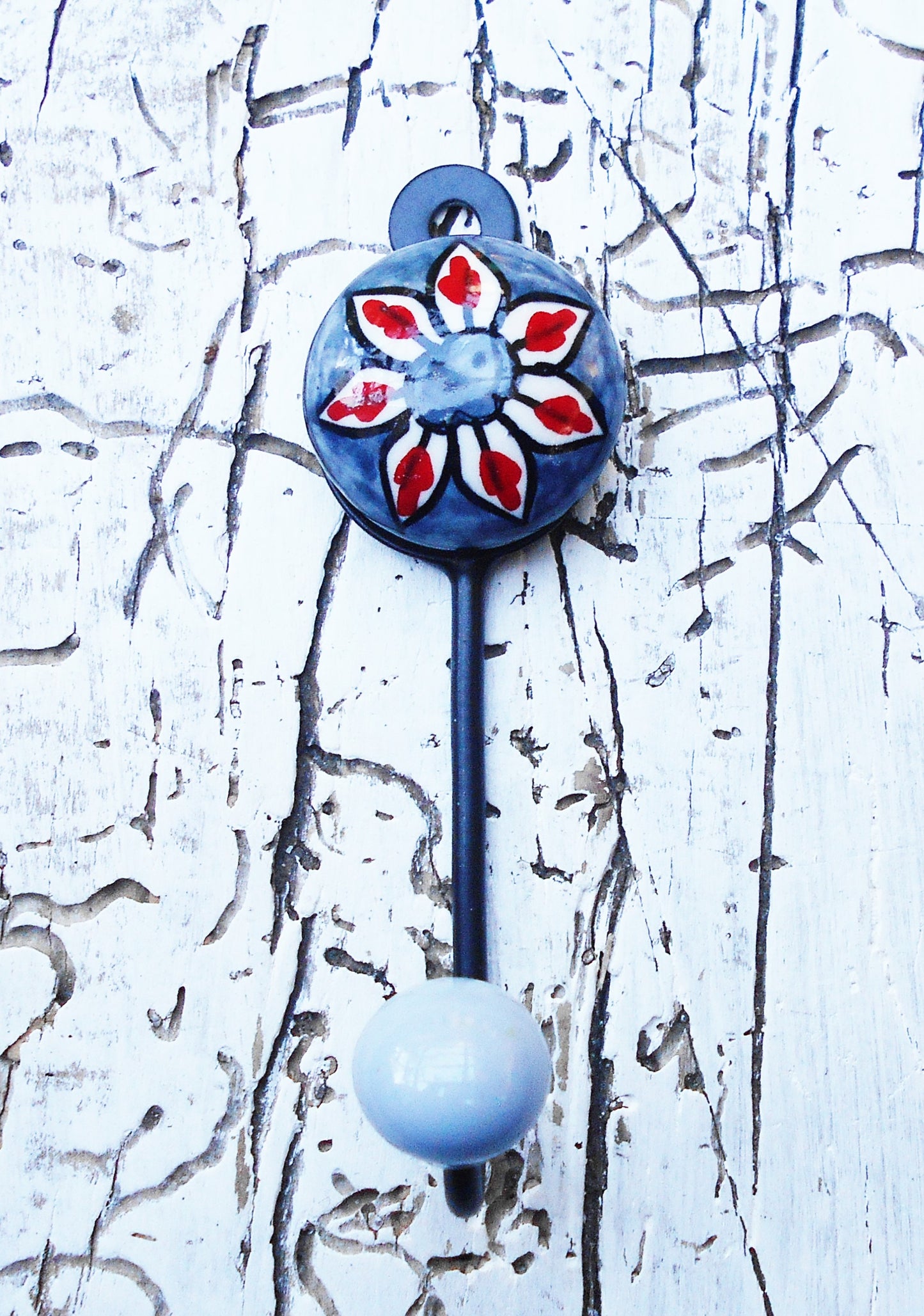 Keramikhaken, Wandhaken, Kleiderhaken, Garderobenhaken, klein, grau