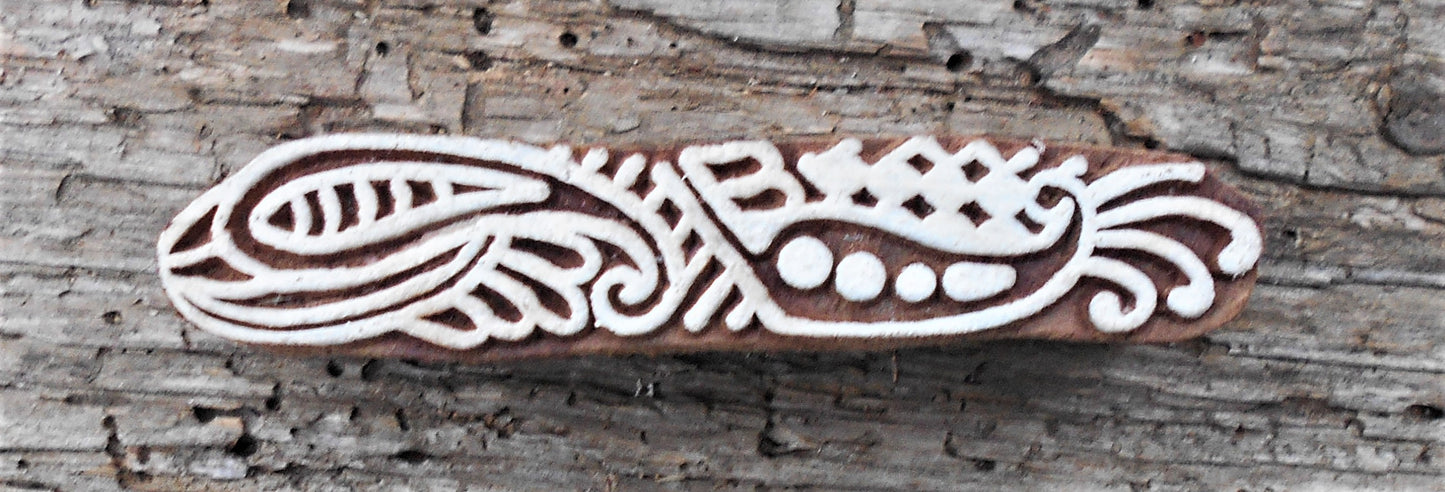 Bordürenstempel, Blaudruckstempel, Stoffdruckstempel, Textilstempel, Holzdruckstempel