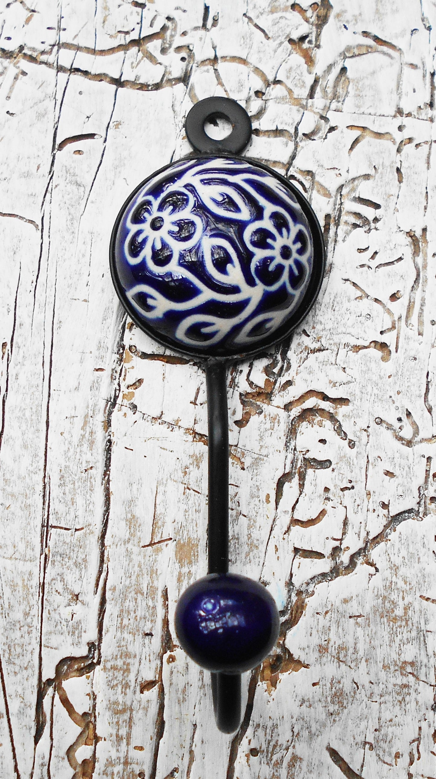 Garderobenhaken, Keramikhaken, Wandhaken, Kleiderhaken, blau