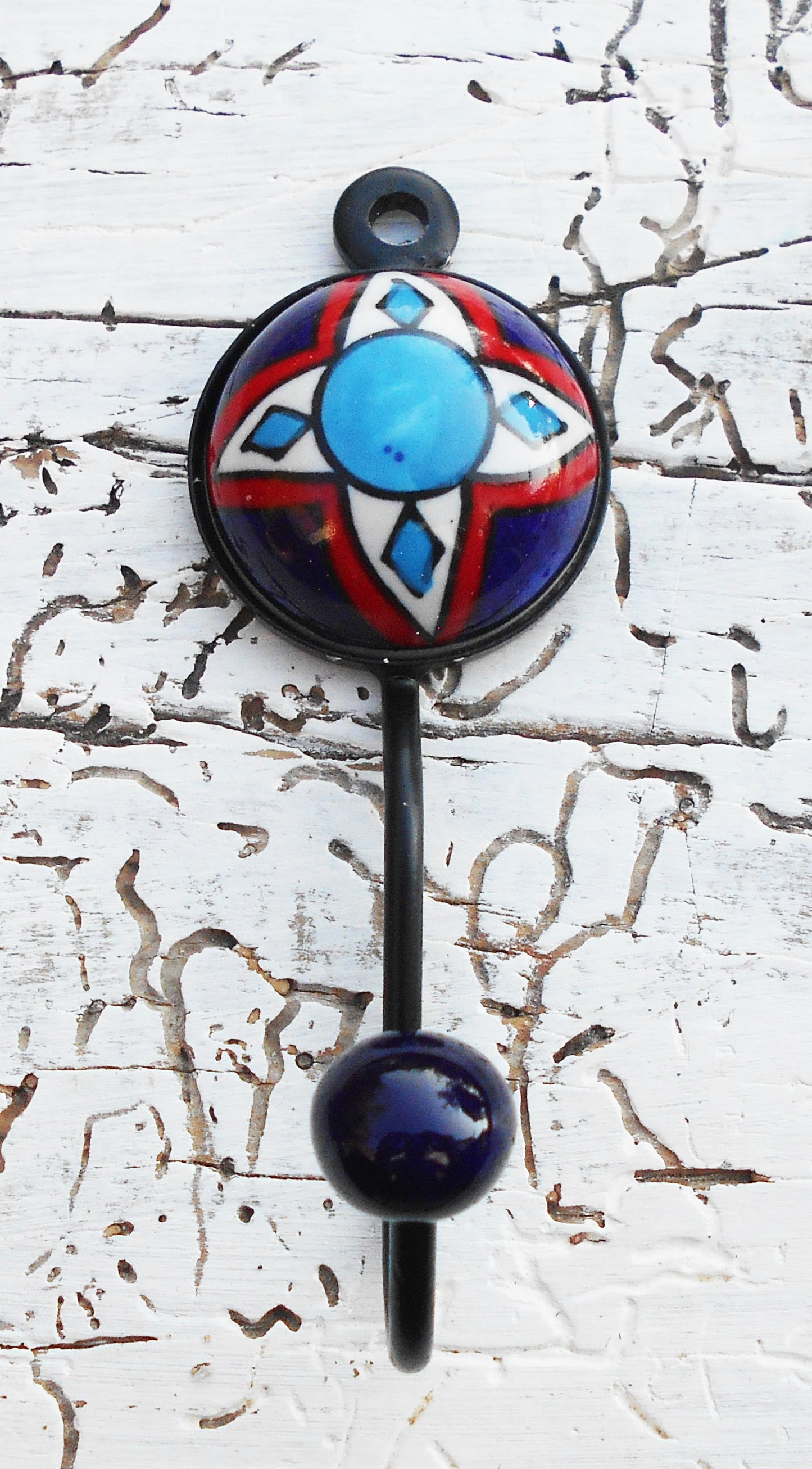 Garderobenhaken, Keramikhaken, Wandhaken, Kleiderhaken, blau