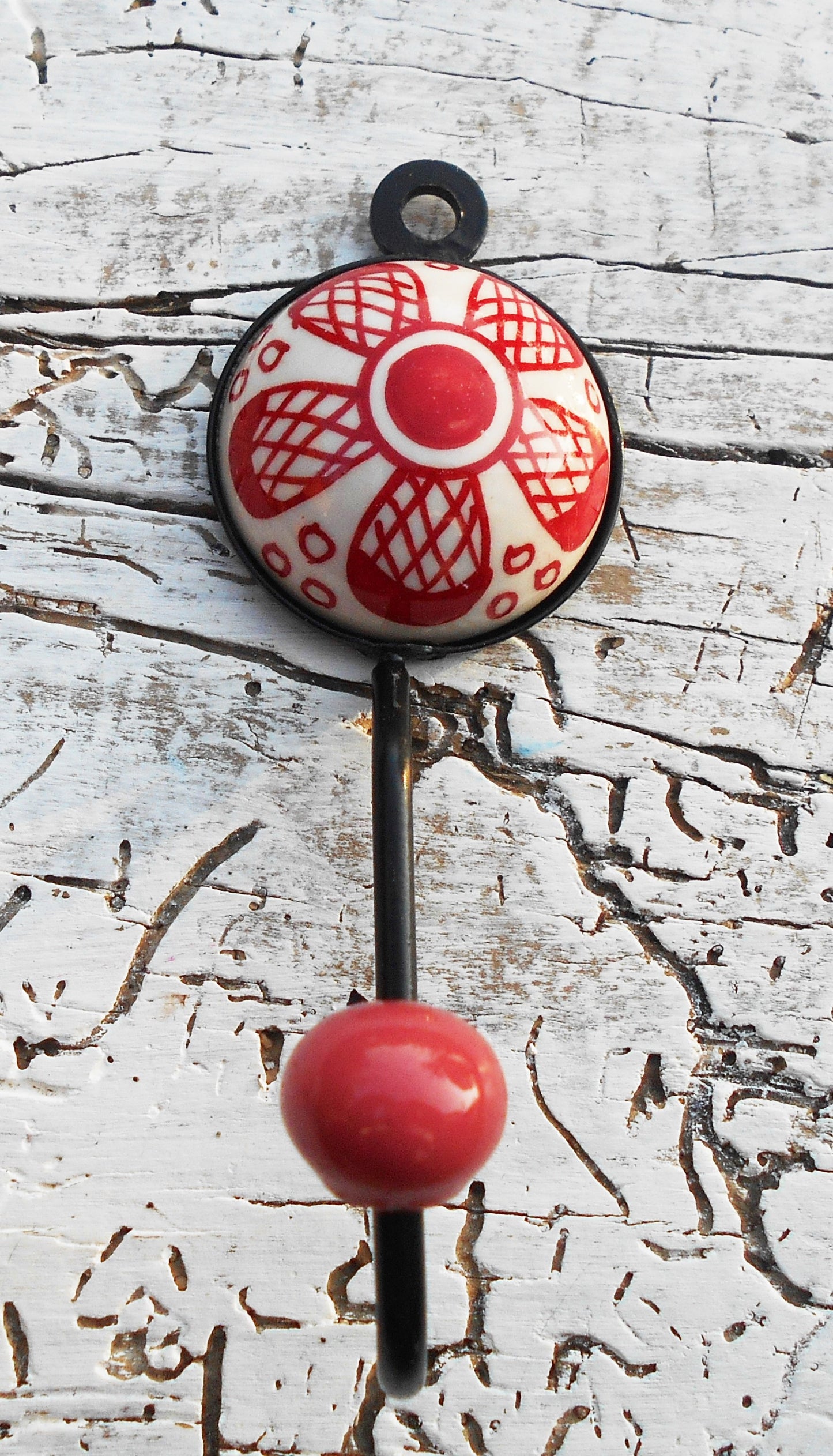 Garderobenhaken, Keramikhaken, Wandhaken, Kleiderhaken, rot