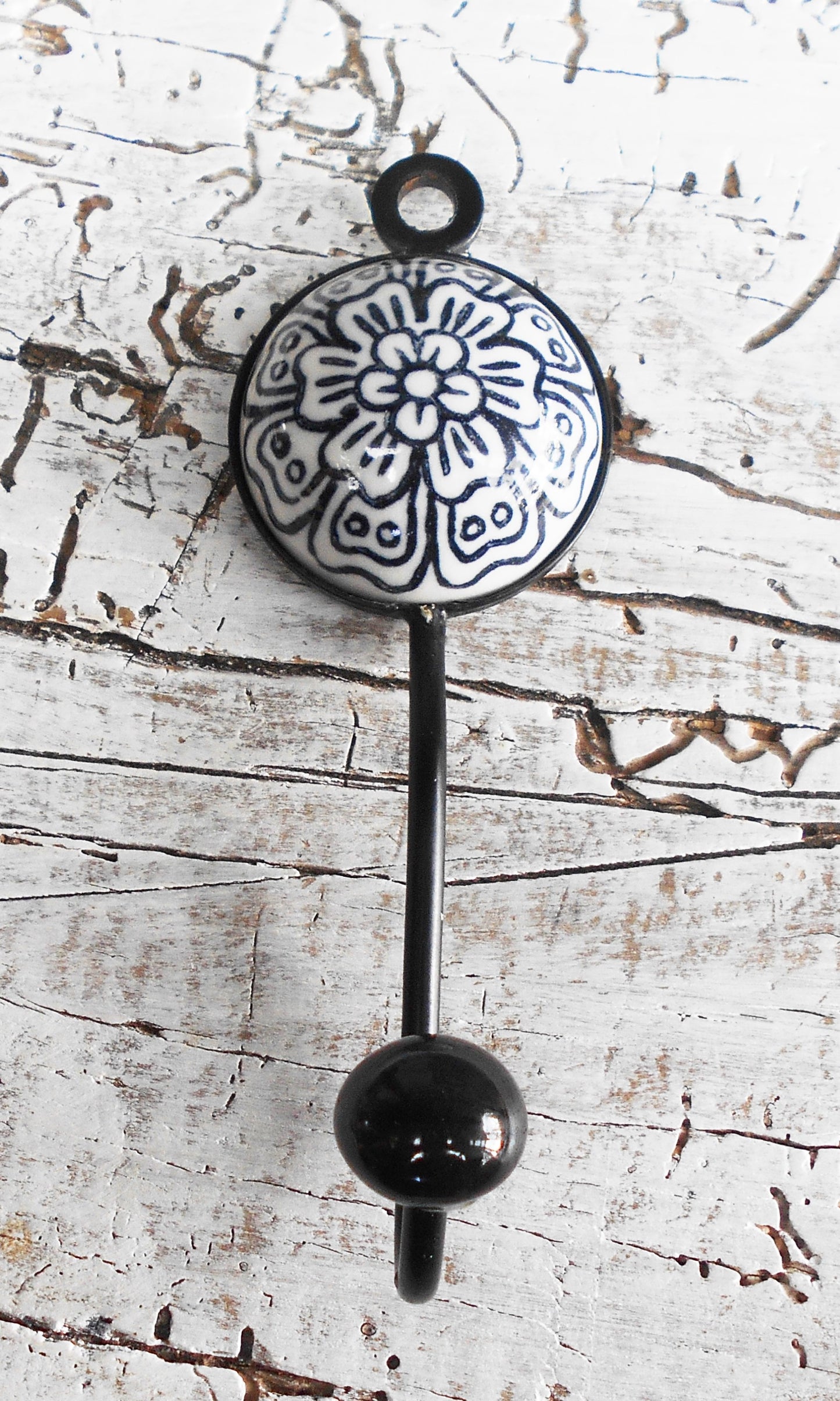 Garderobenhaken, Keramikhaken, Wandhaken, Kleiderhaken, schwarz