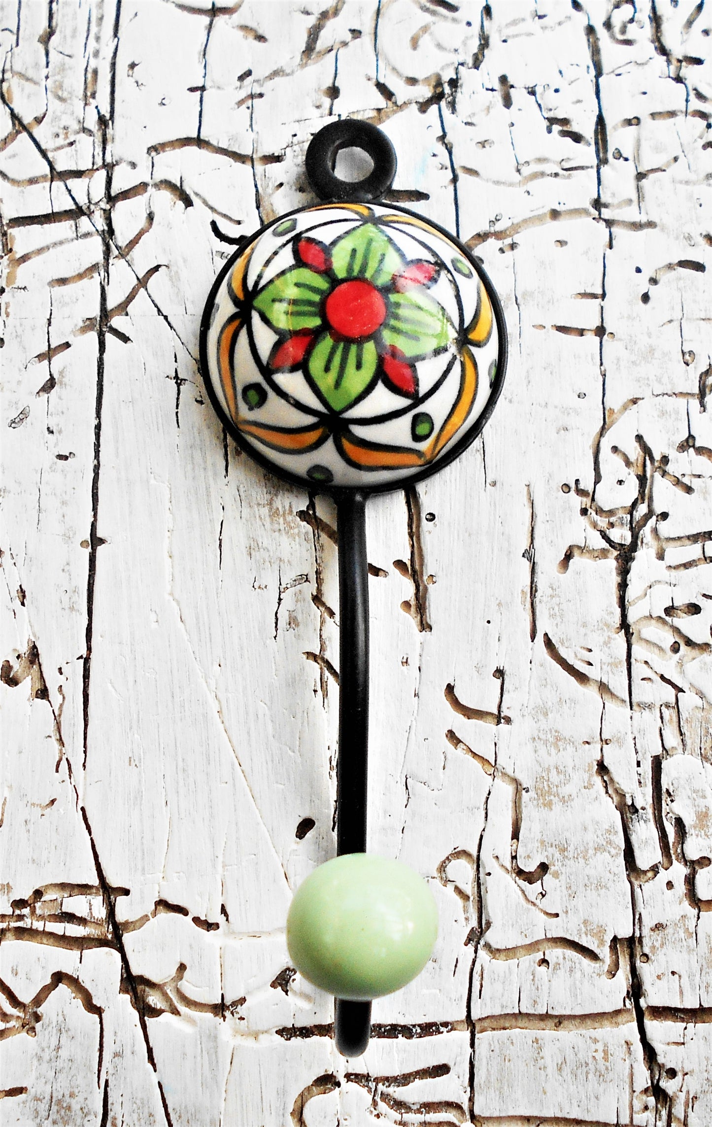 Garderobenhaken, Keramikhaken, Wandhaken, Kleiderhaken, hellgrün