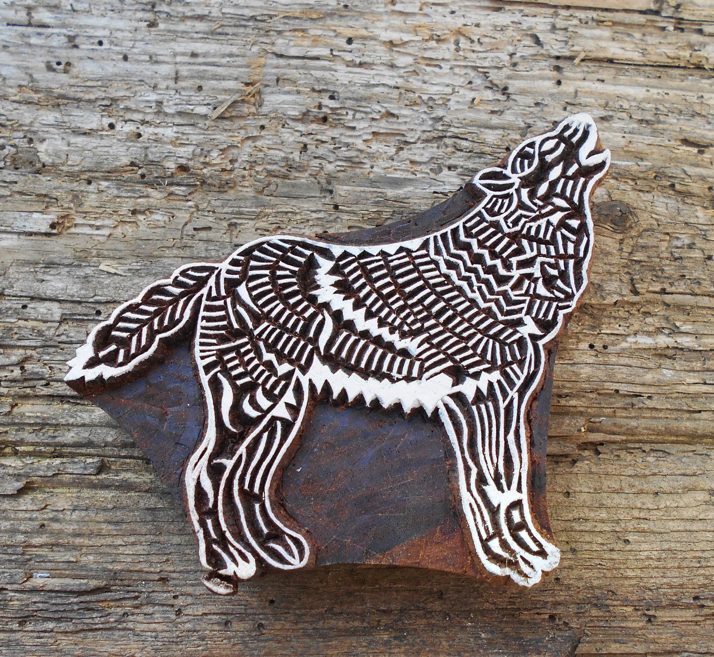 Tierstempel, Stoffdruckstempel, Holzdruckstempel, Wolf