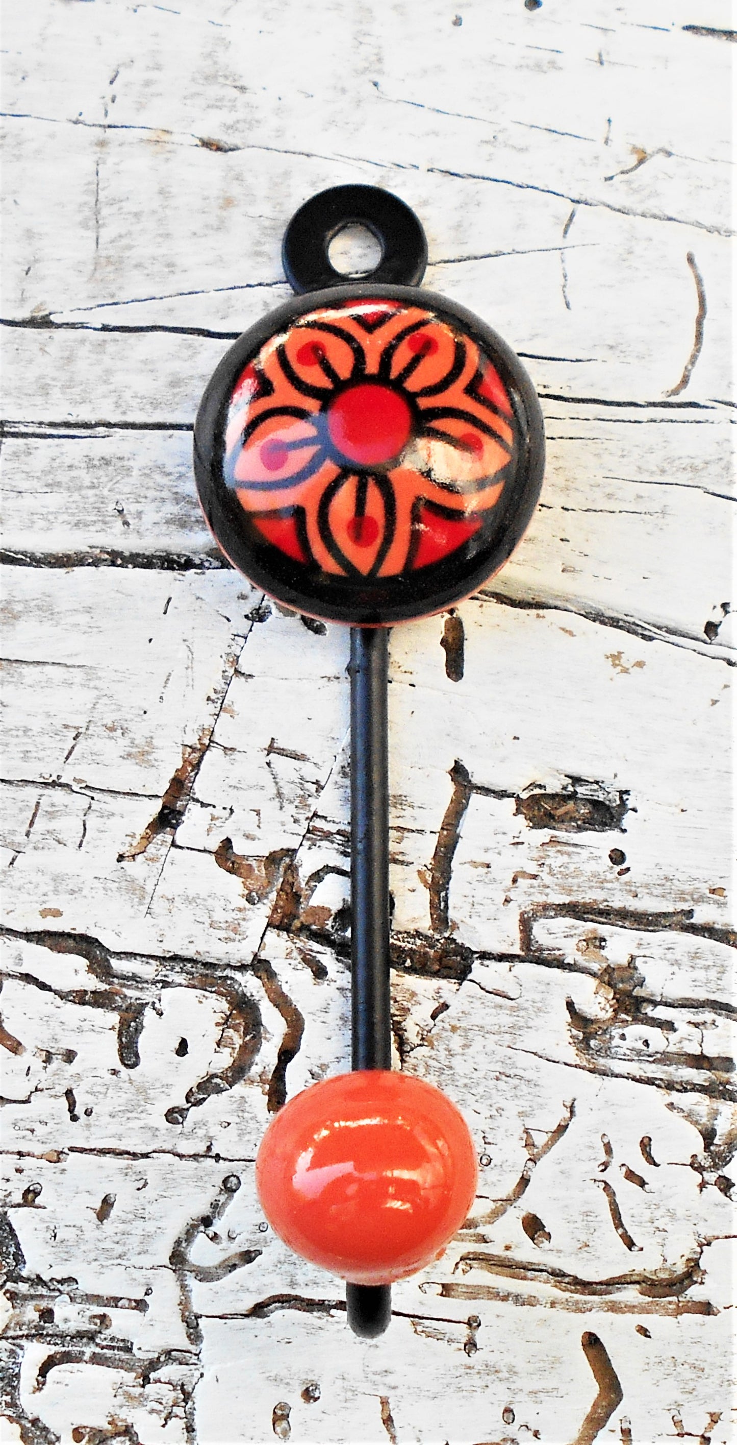 Keramikhaken, Wandhaken, Kleiderhaken, Garderobenhaken, klein, lachs