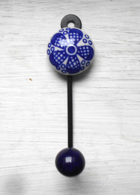 Keramikhaken, Garderobenhaken, Wandhaken, Kleiderhaken, klein, blau