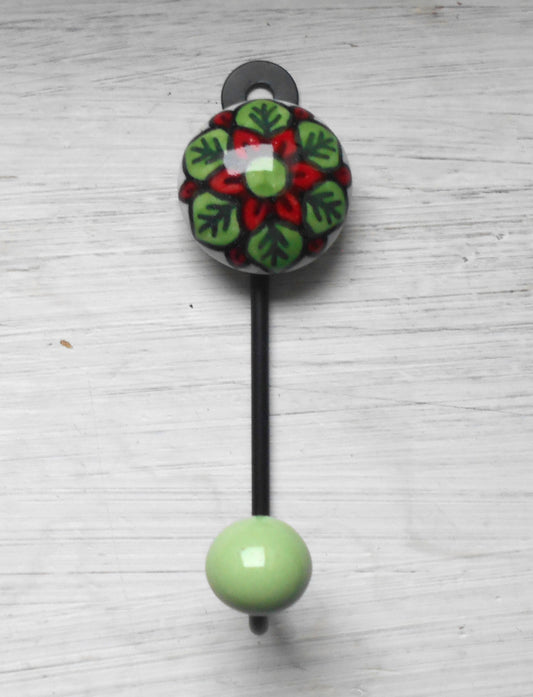 Keramikhaken, Garderobenhaken, Wandhaken, Kleiderhaken, klein, grün