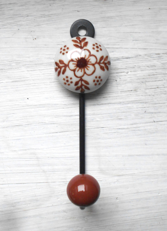 Keramikhaken, Garderobenhaken, Wandhaken, Kleiderhaken, klein, braun