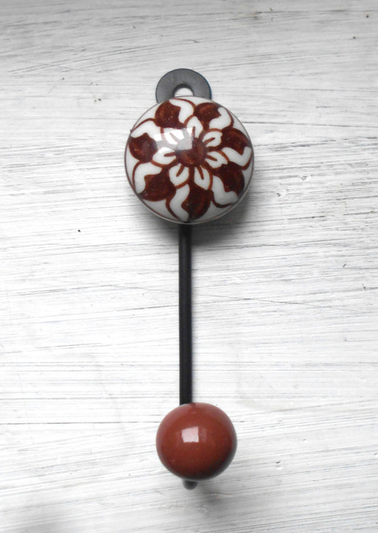 Keramikhaken, Garderobenhaken, Wandhaken, Kleiderhaken, klein, braun