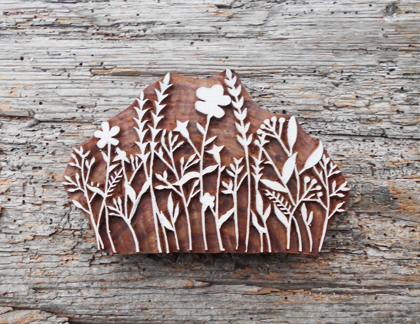 Stoffdruck Stempel, Holzdruckstempel, Motivstempel, Blaudruckstempel, Textildruck-Wildkräuter