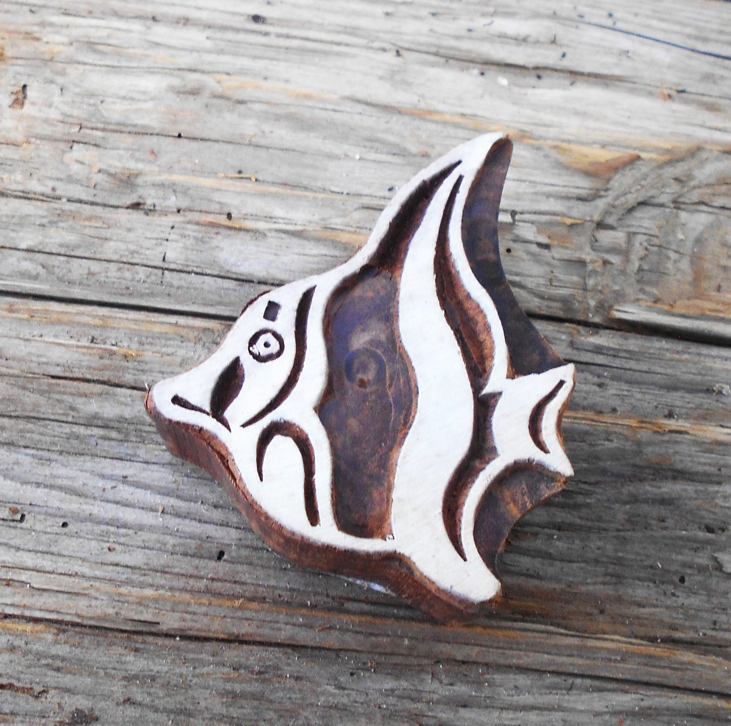 Tierstempel, Stoffdruckstempel, Holzdruckstempel, Blaudruckstempel, Fisch