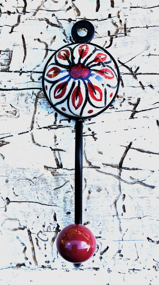 Garderobenhaken, Keramikhaken, Wandhaken, Kleiderhaken, aubergine