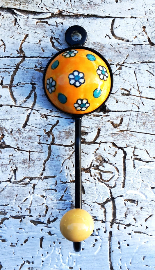 Garderobenhaken, Keramikhaken, Wandhaken, Kleiderhaken, gelb