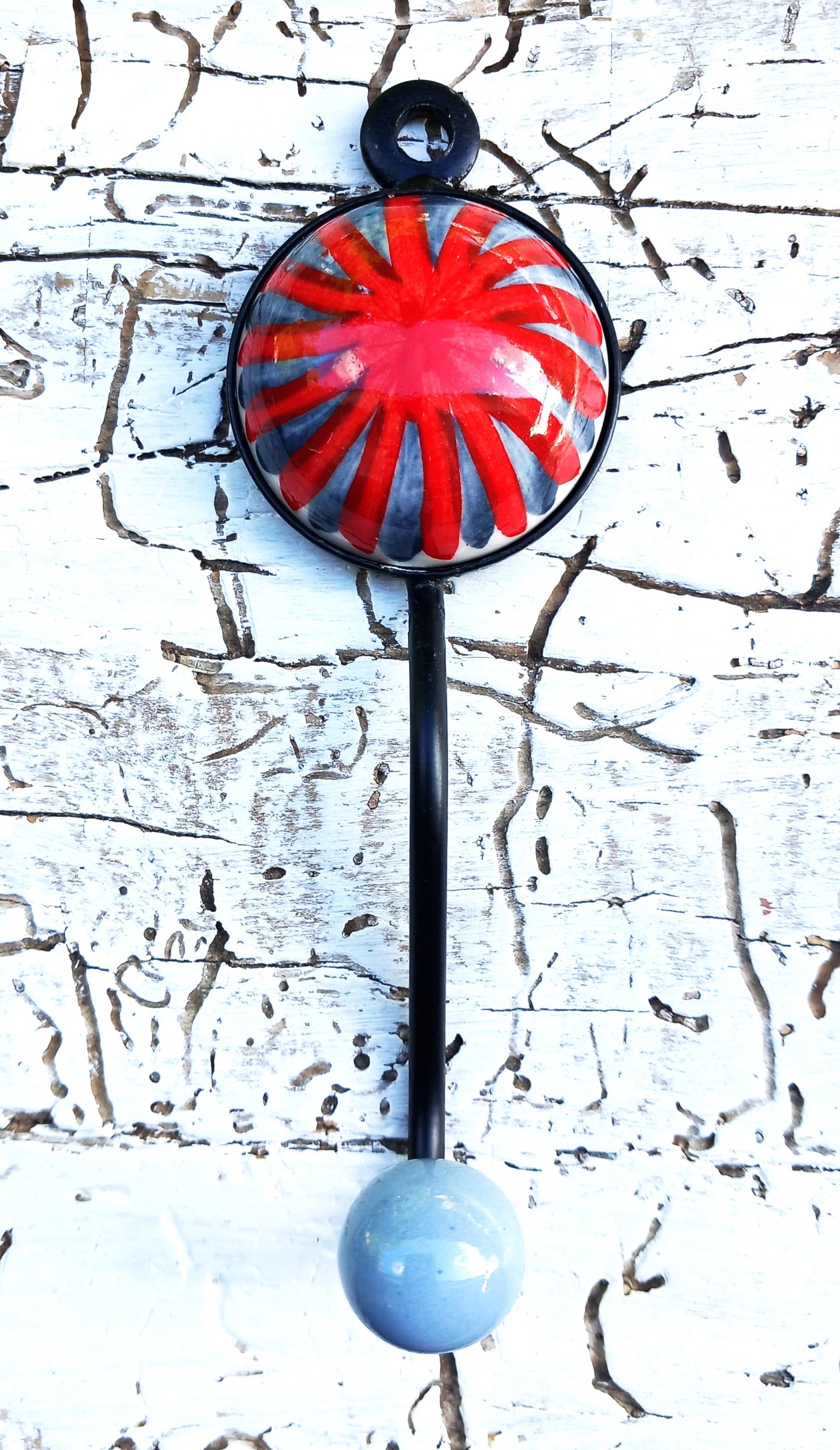 Garderobenhaken, Keramikhaken, Wandhaken, Kleiderhaken, grau