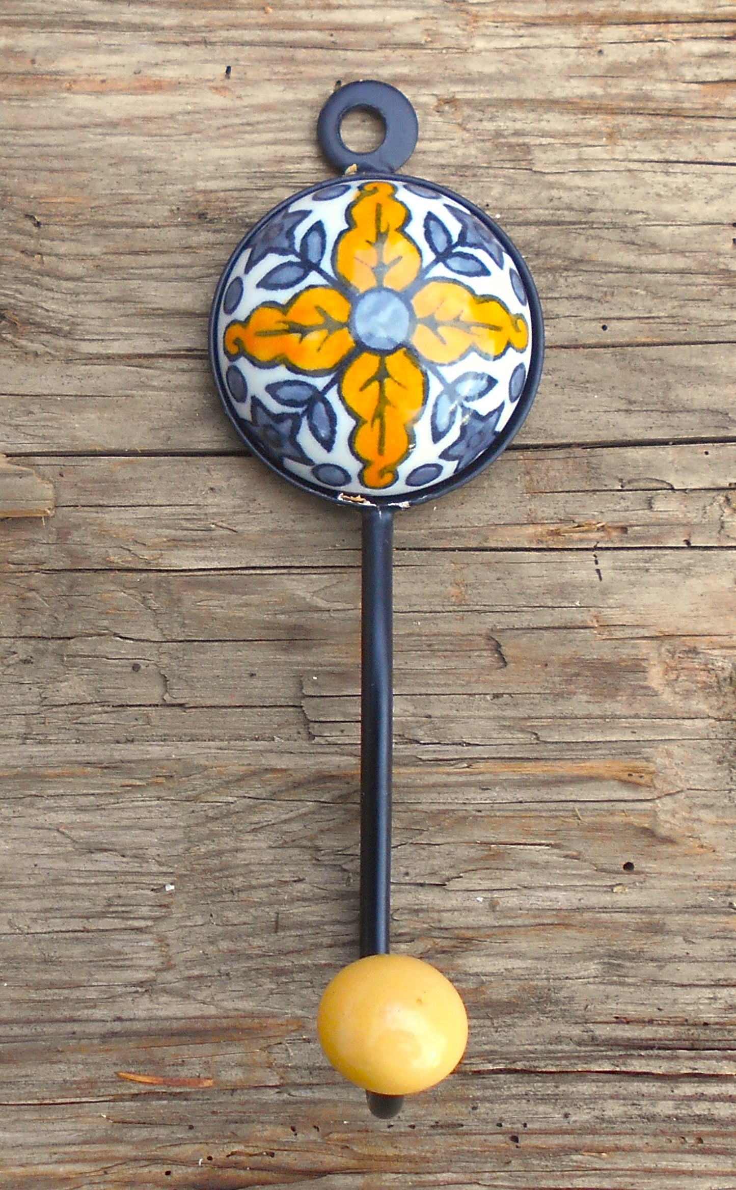 Garderobenhaken, Keramikhaken, Wandhaken, Kleiderhaken, gelb