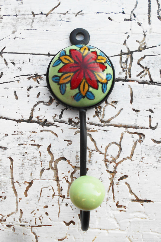 Garderobenhaken, Keramikhaken, Wandhaken, Kleiderhaken, hellgrün