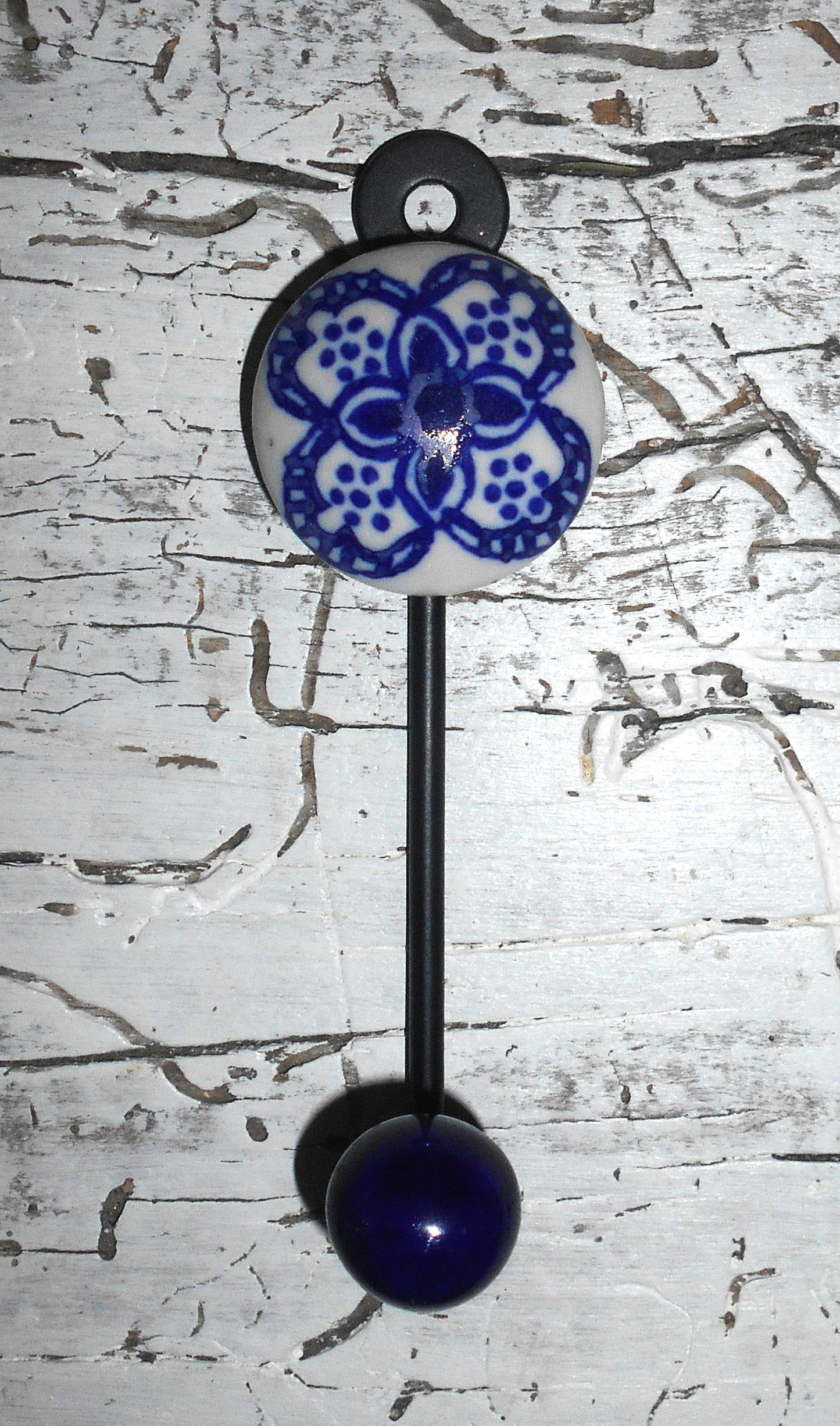 Keramikhaken, Garderobenhaken, Wandhaken, Kleiderhaken, klein, blau