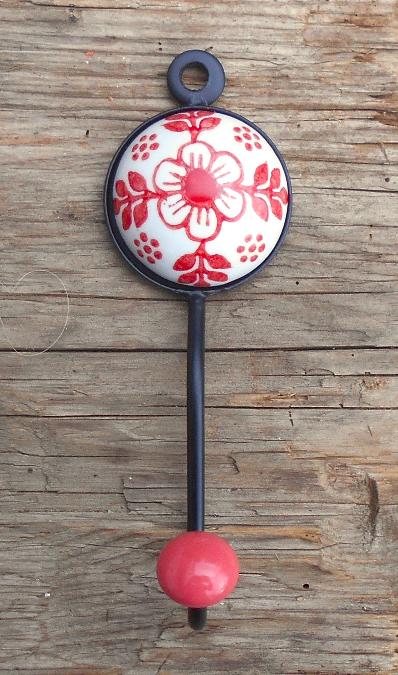 Garderobenhaken, Keramikhaken, Wandhaken, Kleiderhaken, rot