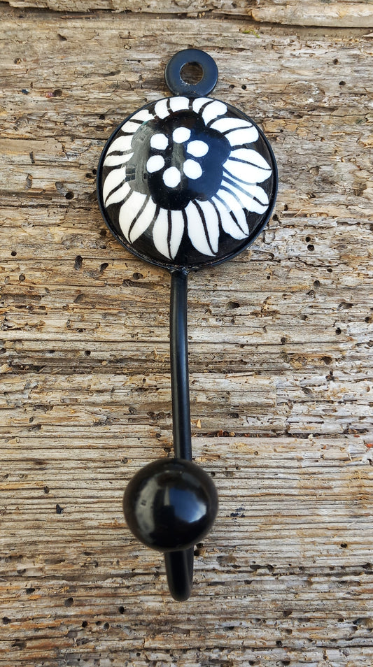Garderobenhaken, Keramikhaken, Wandhaken, Kleiderhaken, schwarz