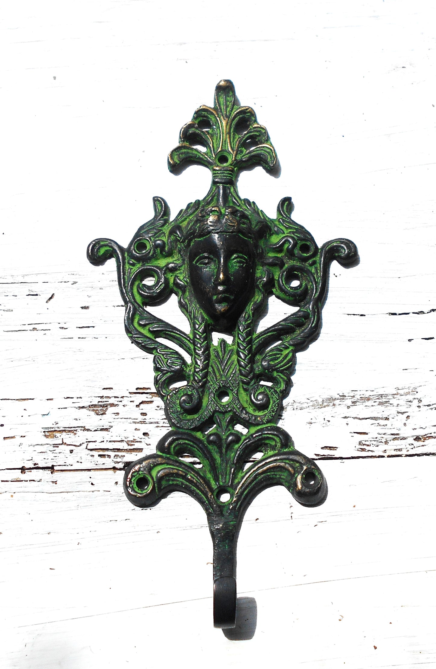 Garderobenhaken, Wandhaken, Kleiderhaken, Messing, Dame. Jugendstil