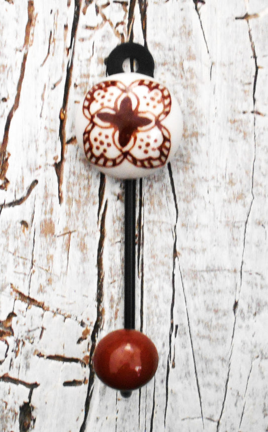 Keramikhaken, Wandhaken, Kleiderhaken, Garderobenhaken, klein, braun