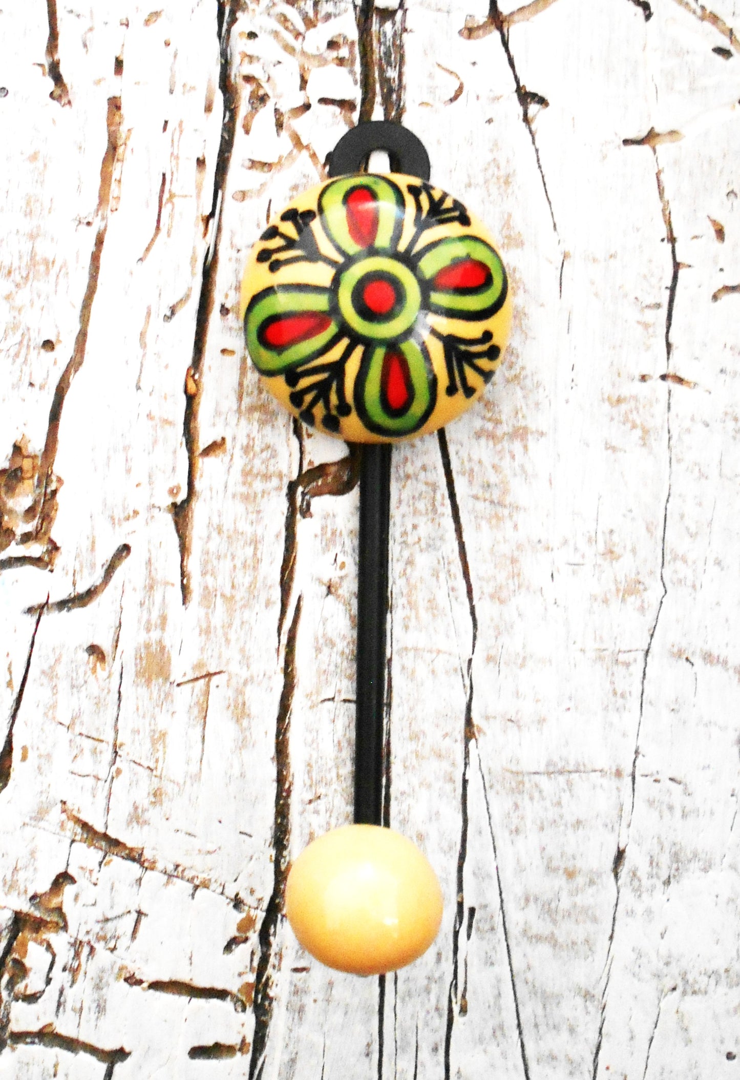 Keramikhaken, Wandhaken, Kleiderhaken, Garderobenhaken, klein, gelb