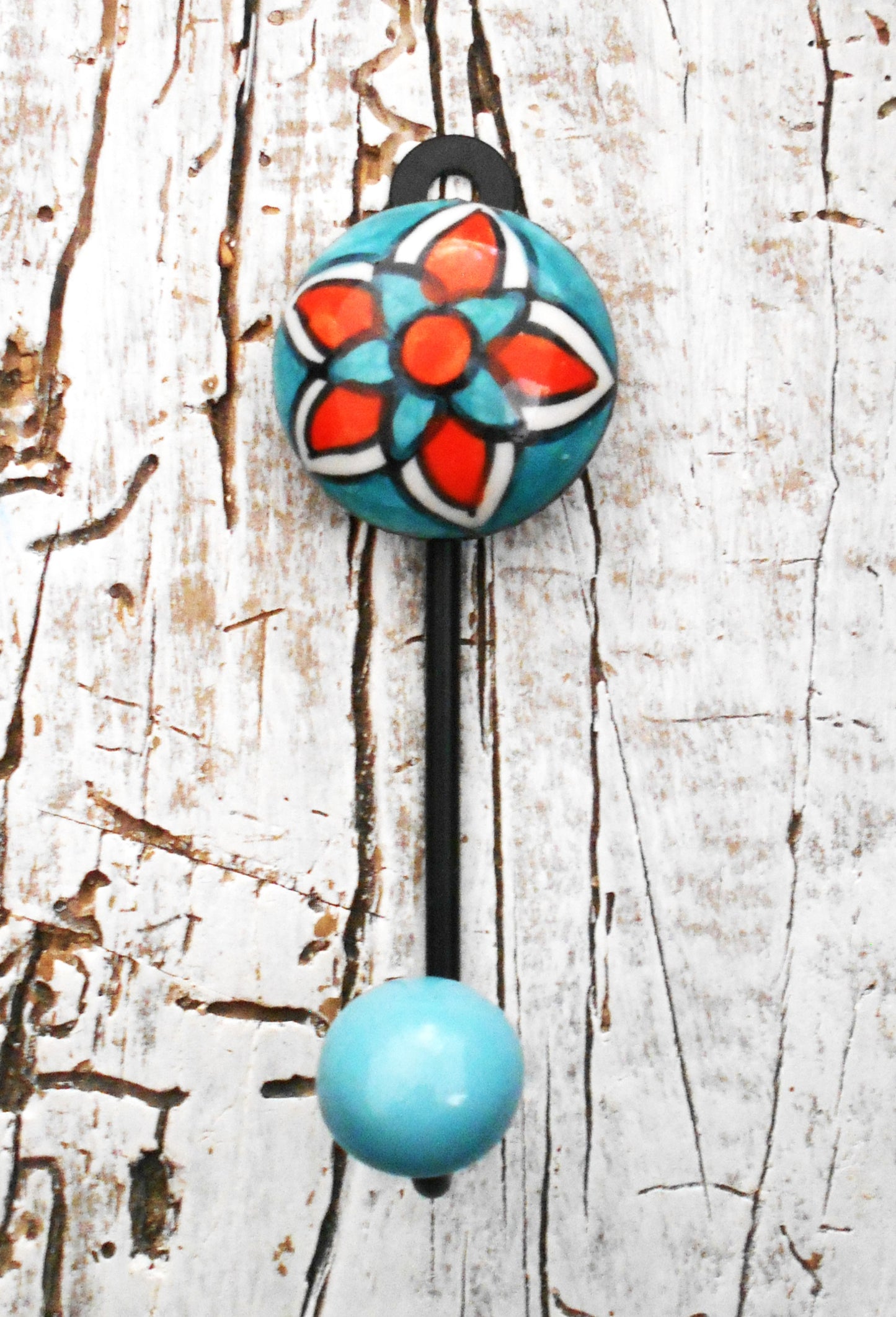 Keramikhaken, Wandhaken, Kleiderhaken, Garderobenhaken, klein, hellblau