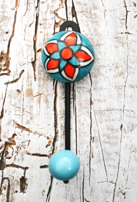 Keramikhaken, Wandhaken, Kleiderhaken, Garderobenhaken, klein, hellblau