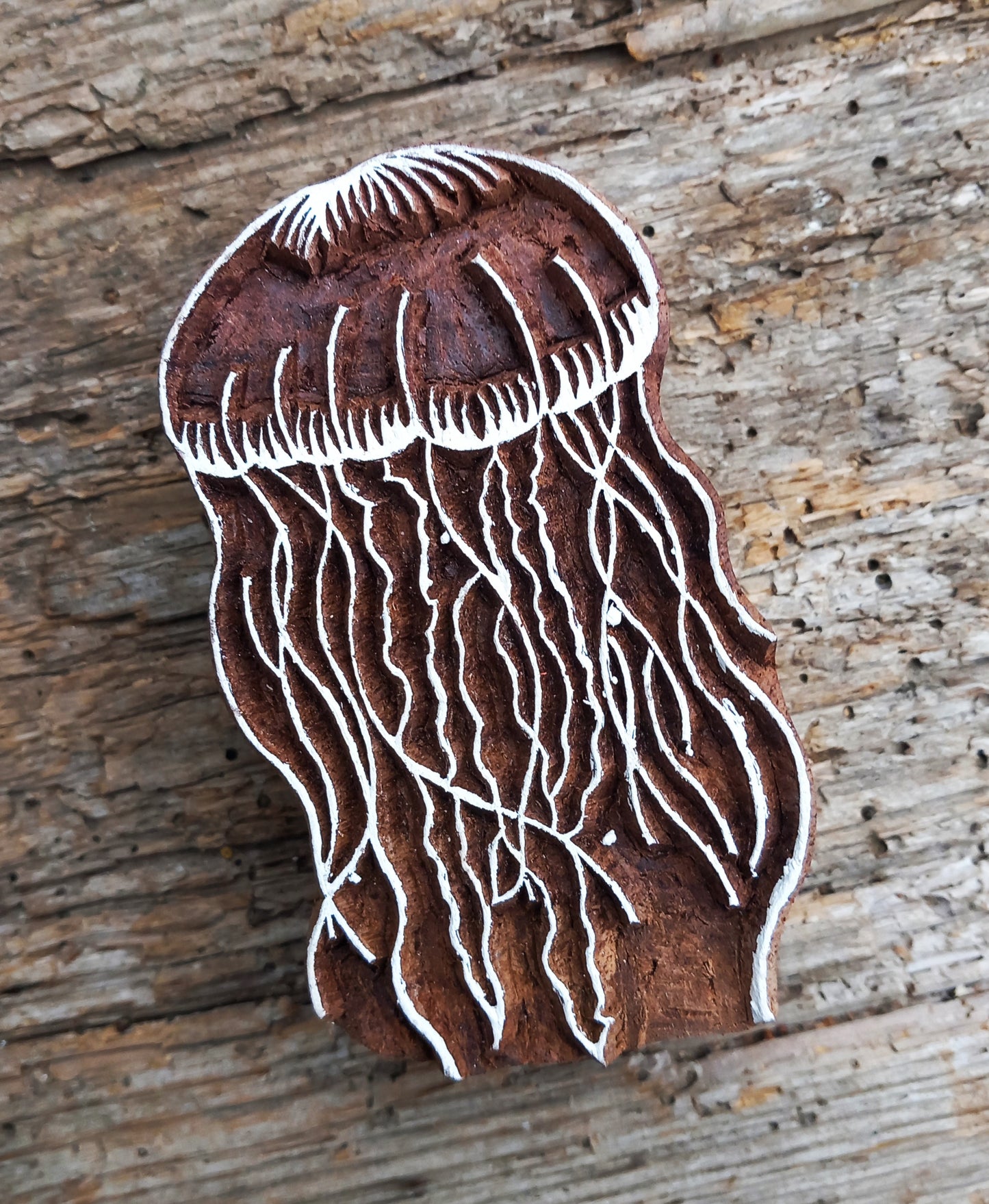 Tierstempel, Stoffdruckstempel, Holzdruckstempel, Blaudruckstempel, Qualle