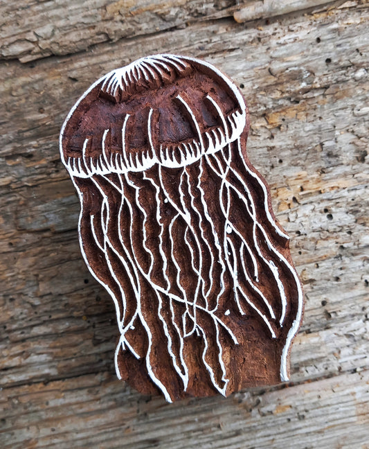 Tierstempel, Stoffdruckstempel, Holzdruckstempel, Blaudruckstempel, Qualle