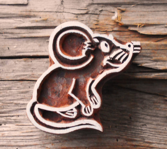 Tierstempel, Stoffdruckstempel, Holzdruckstempel, Blaudruckstempel, Maus